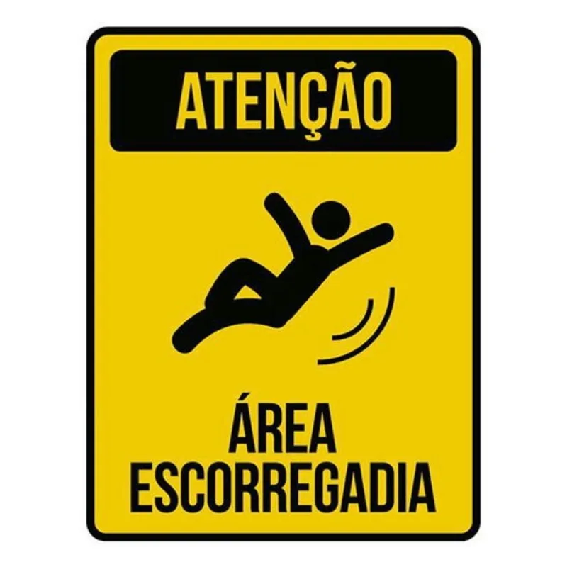 Kit 10 Placas Atenção Área Escorregadia Ícone 36X46