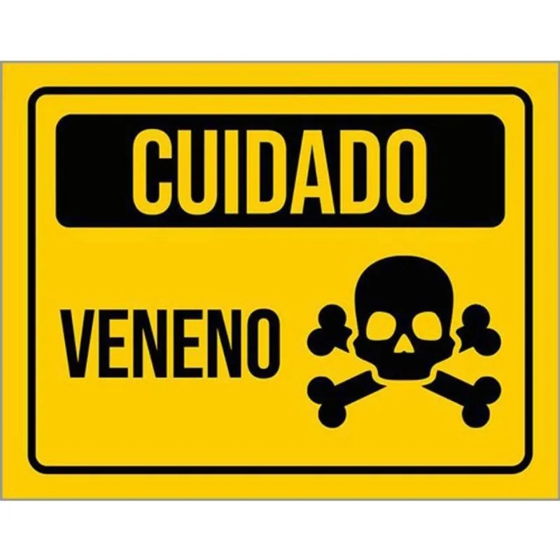 Kit 10 Placas De Aviso Cuidado Veneno 36X46