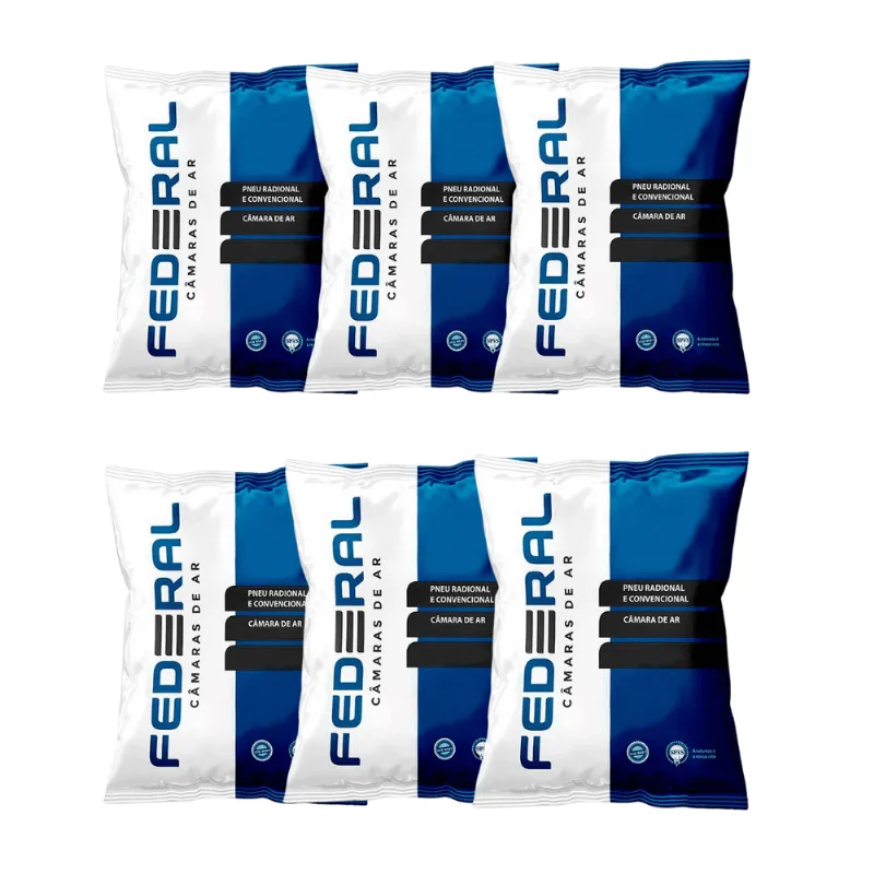 Kit 6 CÂMARA DE AR FEDERAL GR15 TR13 BICO BORRACHA