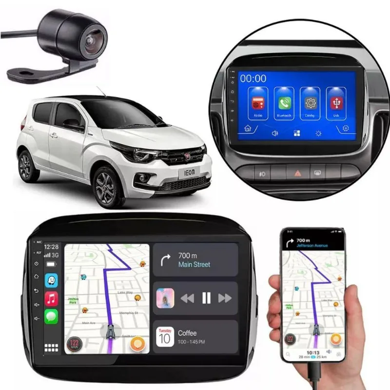 Central Multimídia Android 2 Din Mobi 2016 A 2023 Tela 7" Com Câmera De Ré E Moldura