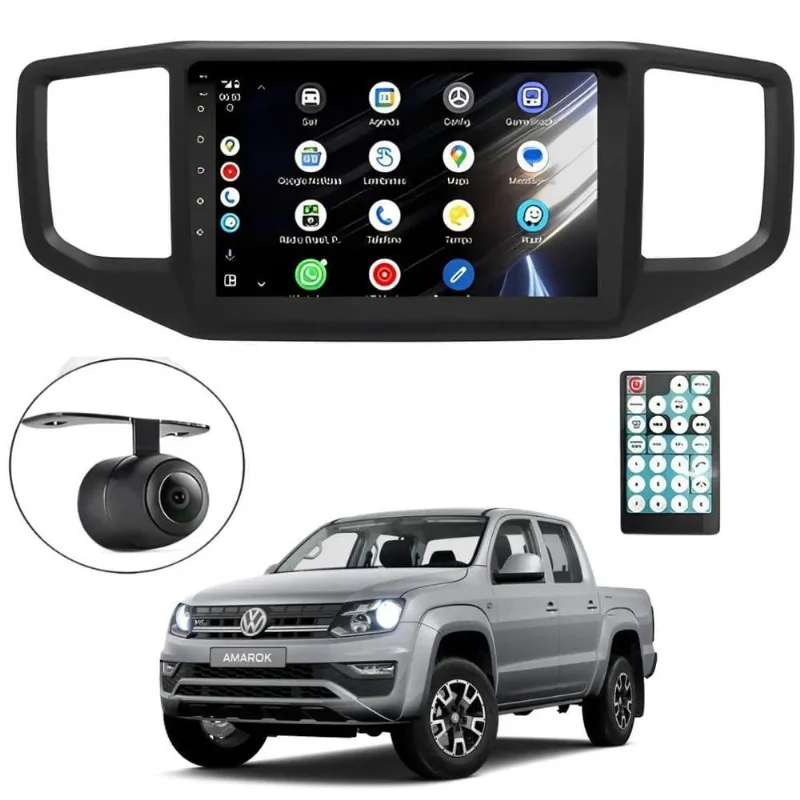 Central Multimídia Android 2 Din Amarok Moldura 9 Câmera Ré Bp