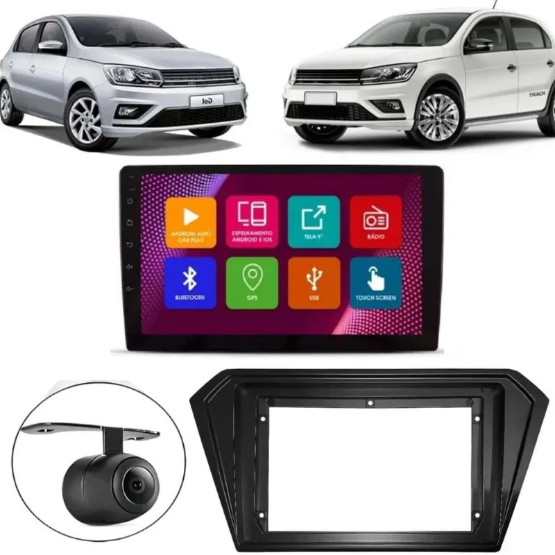 Central Multimídia Android 2 Din Gol G7 Moldura 9 Câmera Ré