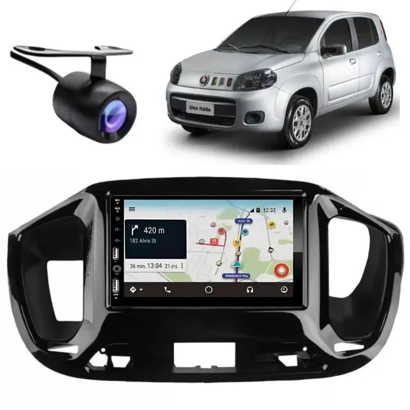 Central Multimídia MP5 DVD 2DIN 7810H 710H com Bluetooth e Câmera de Ré para Uno Vivace