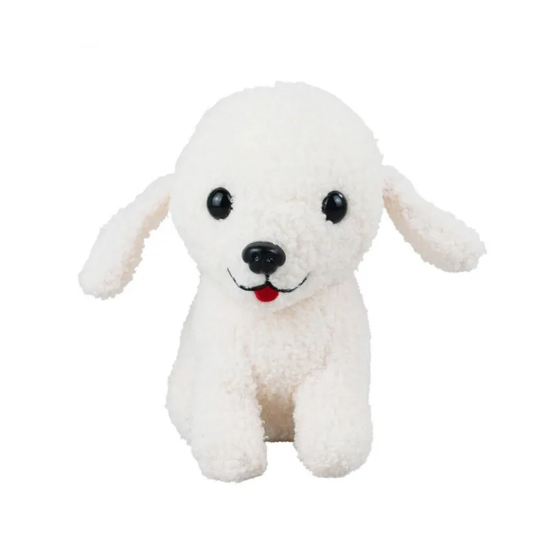 Cachorro De Pelúcia Branco Macio Sentado Fazenda 21 Cm