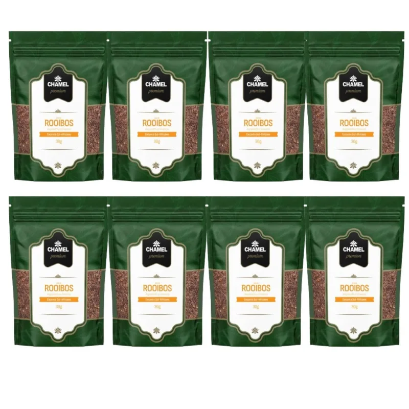 Chá de Rooibos (Aspalathus linearis) Encanto Sul-Africano 8 Pacotes c/ 30g  Chamel Premium - Chamel - Suplementos Alimentares