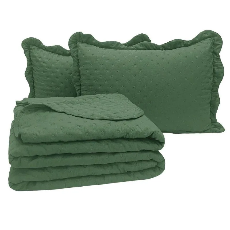 Cobre Leito Queen Vitoria Dupla Face 3pçs Verde