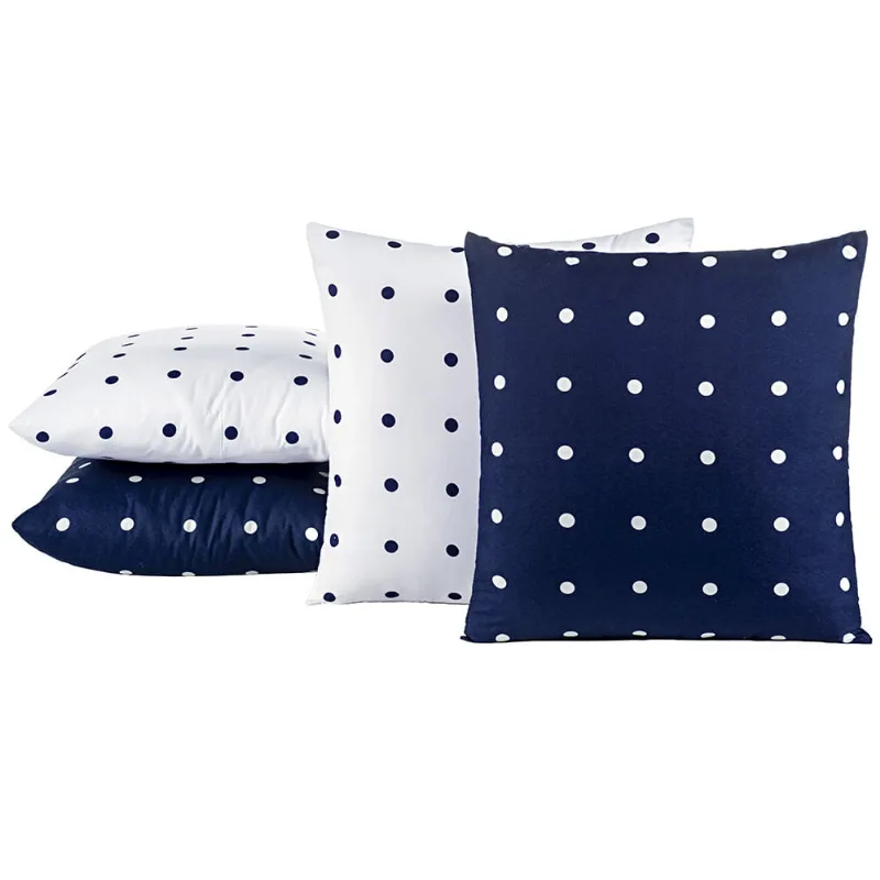 Kit 4 Almofadas Cheias Para Sofá 45x45cm Celine Micro Percal 200 Fios - Marinho