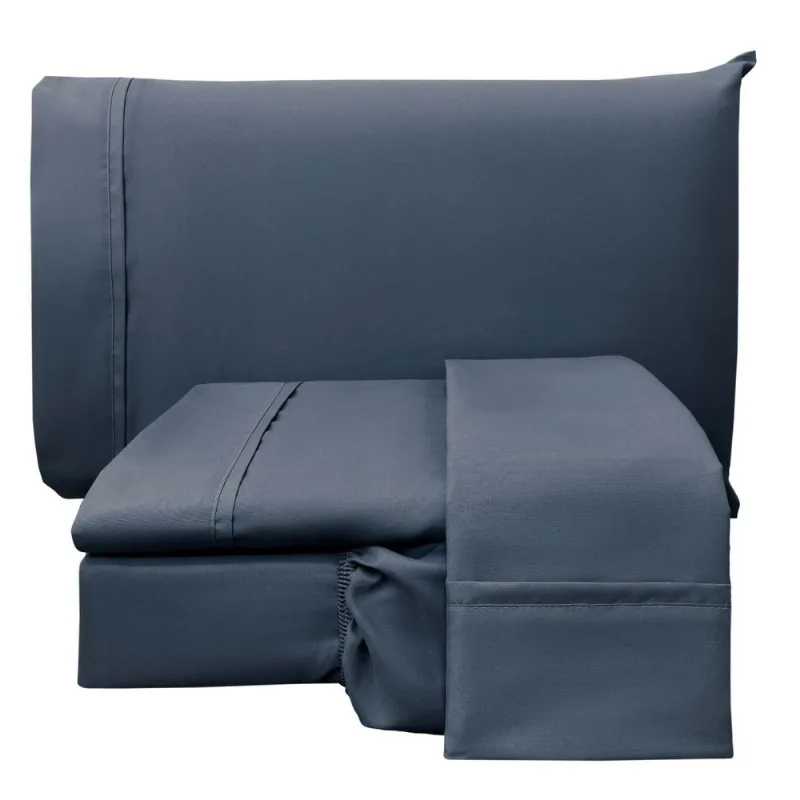 Jogo de Lençol Conforto Queen 4 Peças MicroPercal 200 Fios C/ Elástico - Azul Marinho
