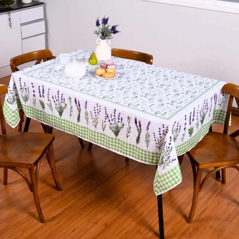 Toalha de Mesa Tropical Microfibra Estampada 2,50m x 1,50m para 8 Lugares - Lavanda - Clara luz decora - Cama, Mesa E Banho