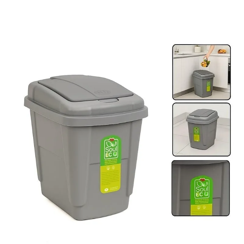 Lixeira de Bancada Click 4,5L Plástico Abertura de Pressão Branco Yeet