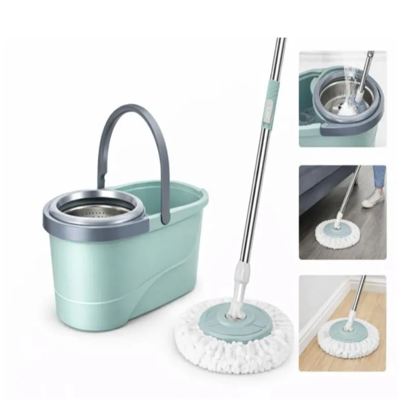 Mop Giratório 360° Cesto Inox 12l E Rodinha Limpa E Seca - Yeet - Limpeza