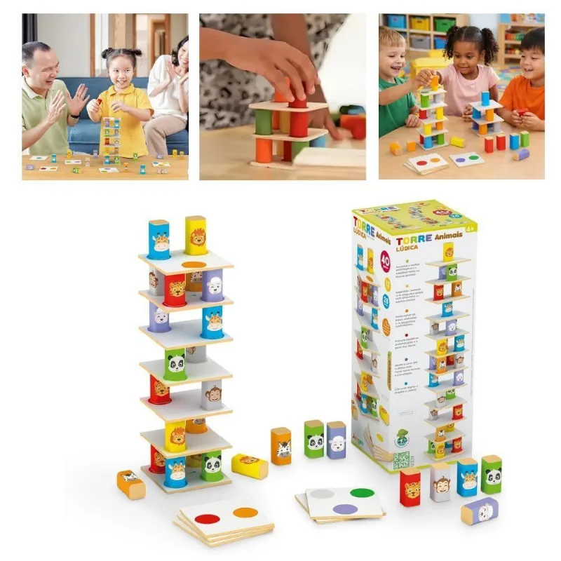 Jogo Educativo De Empilhar Em Madeira Torre Lúdica 40 Peça Sensorial Yeet