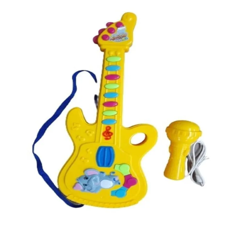 Guitarra E Microfone Infantil Com Som E Luz Menina Menino