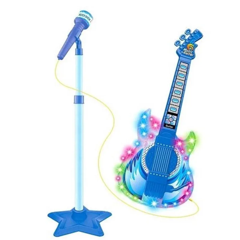 Guitarra Microfone Guitarra Infantil Brinquedo Som Luz