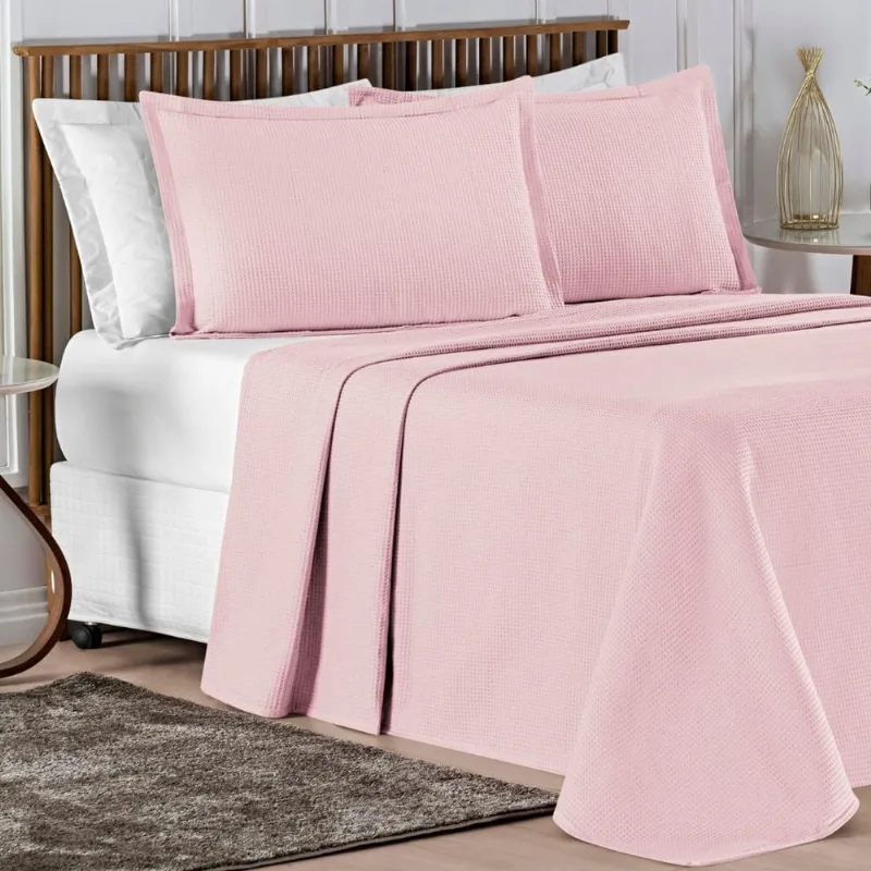 Cobre Leito Queen Size Piquet Lisboa 100% Algodão 03 Peças