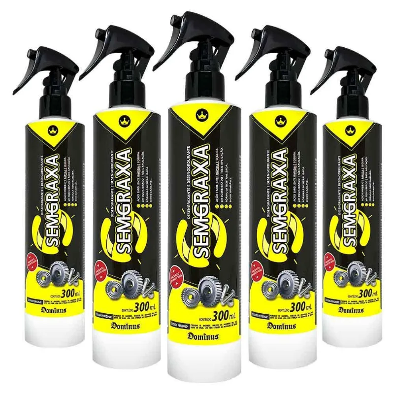5x Desengraxante Spray Pronto Uso Semgraxa 300ml - Dominus