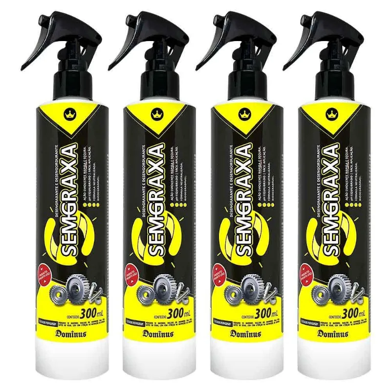 4x Desengraxante Spray Pronto Uso Semgraxa 300ml - Dominus