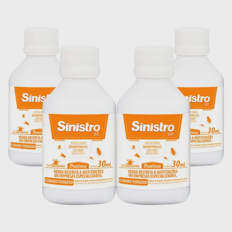 4x Sinistro sc Multi Inseticida Base de Água 30ml - Dominus