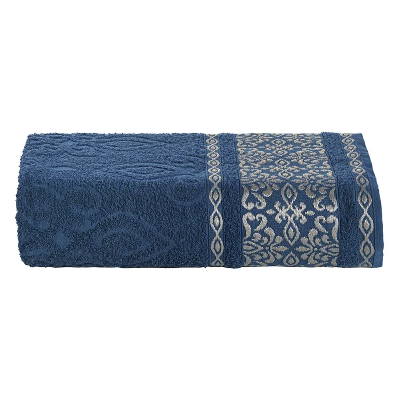 Toalha de Banho Delicato Avulsa 01 Peça 100% Algodão 450g/m² Extra Macio - Azul Marinho - Clara luz decora - Cama, Mesa E Banho