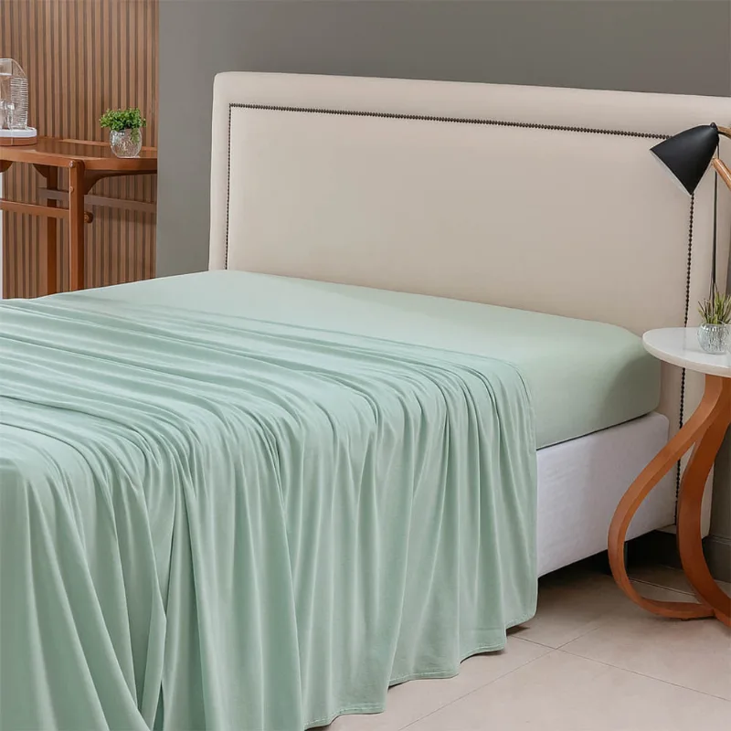 Lençol de Cima Avulso Minimal Liso King 01 Peça Malha 100% Algodão - Verde