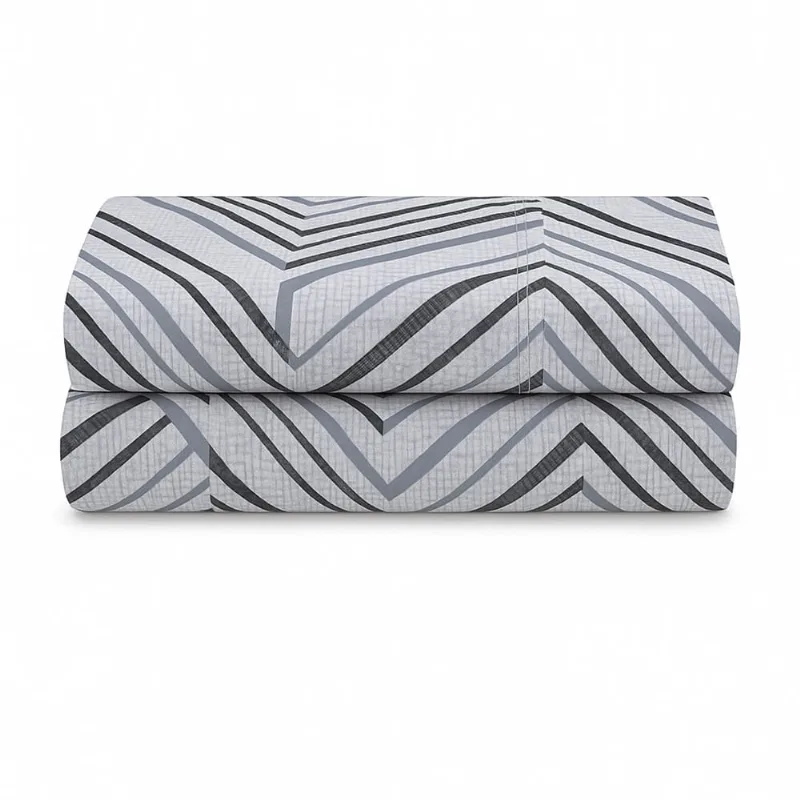 Lençol de Cima Avulso Luar Estampado King 01 Peça Malha 100% Algodão - Cinza Geométrico