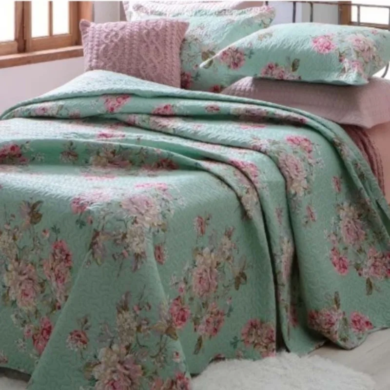 Kit Cobre Leito Colcha Daily King 3 Peças Dupla Face Estampado - Floral 57 - 100% Poliéster