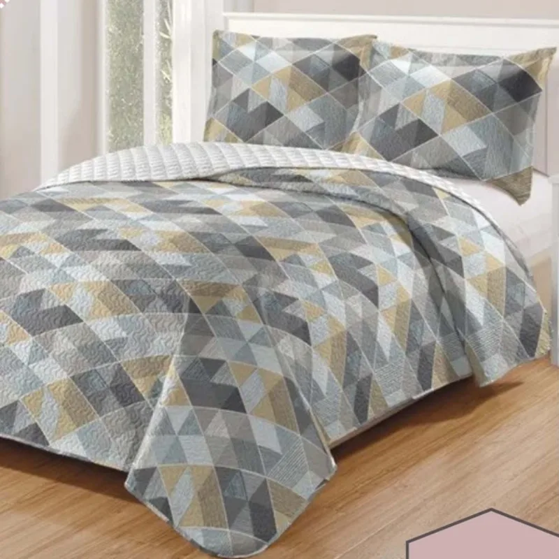 Kit Cobre Leito Colcha Daily King 3 Peças Dupla Face Estampado - Modelo 66 - 100% Poliéster