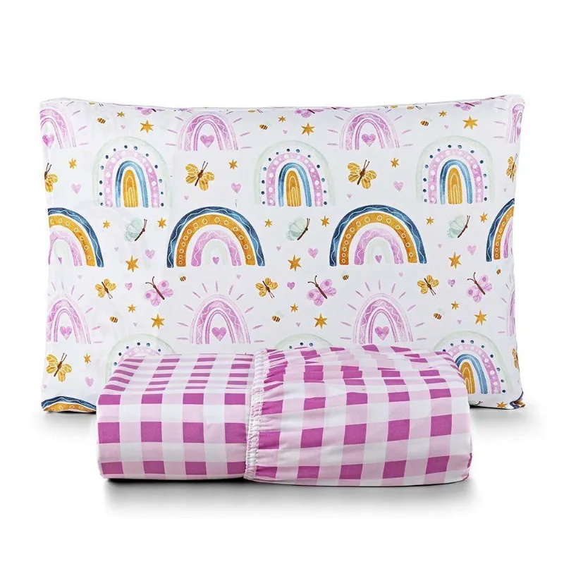 Jogo De Lençol Joy Kids Solteiro 2 Peças Micropercal 200 Fios Infantil - Rainbow - 100% Poliéster