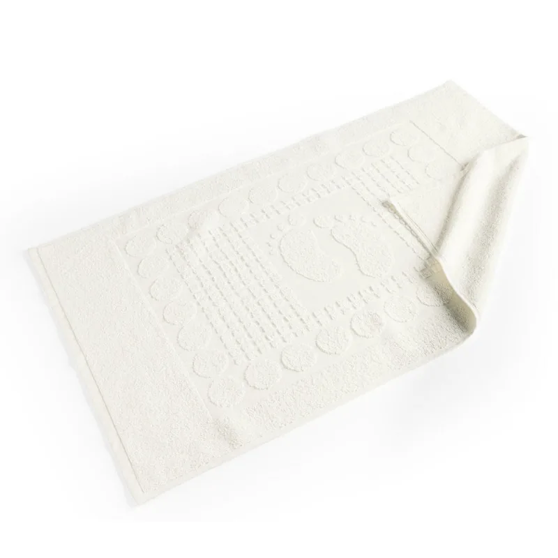 Tapete De Banheiro Piso Feet 75x50cm Algodão 700g/m² 01 Peça Base Antiderrapante - Off White