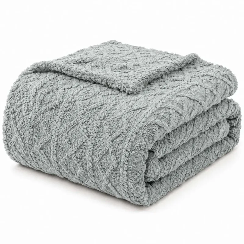 Cobertor Manta Atacama Casal 01 Peça Dupla Face Jacquard Relevo - Cinza - Clara luz decora - Cama, Mesa E Banho