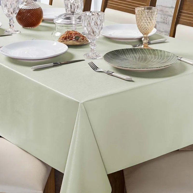 Toalha De Mesa Lisa Térmica Impermeável 1,40m x 1,40m Para Mesa 4 Lugares - Bege - Clara luz decora - Cama, Mesa E Banho