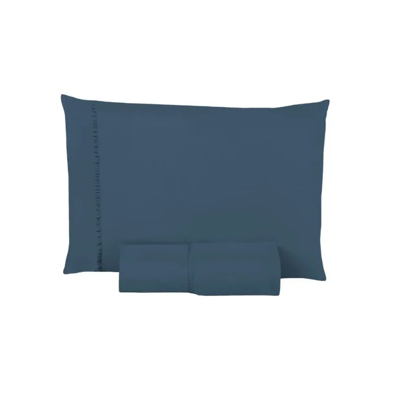 Jogo de Cama Lençol Iza Solteiro 2 Peças Micropercal 300 Fios Modelo Clássico Azul - Clara luz decora - Cama, Mesa E Banho