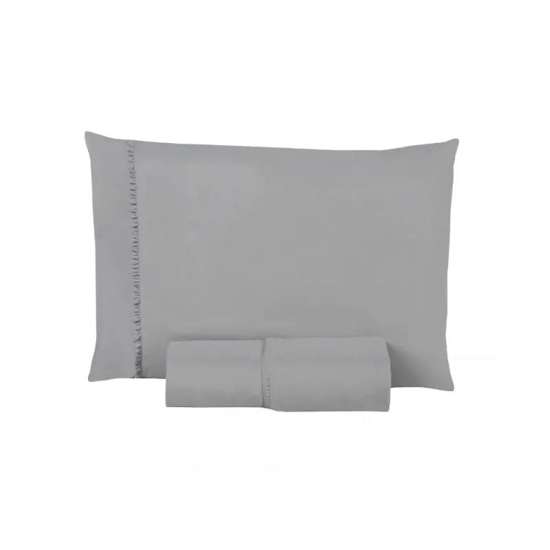 Jogo de Cama Lençol Iza Solteiro 2 Peças Micropercal 300 Fios Modelo Clássico Cinza - Clara luz decora - Cama, Mesa E Banho