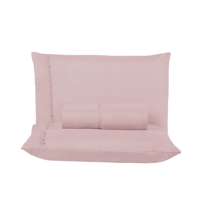 Jogo de Cama Lençol Iza Casal 3 Peças Micropercal 300 Fios Modelo Clássico Rosa - Clara luz decora - Cama, Mesa E Banho