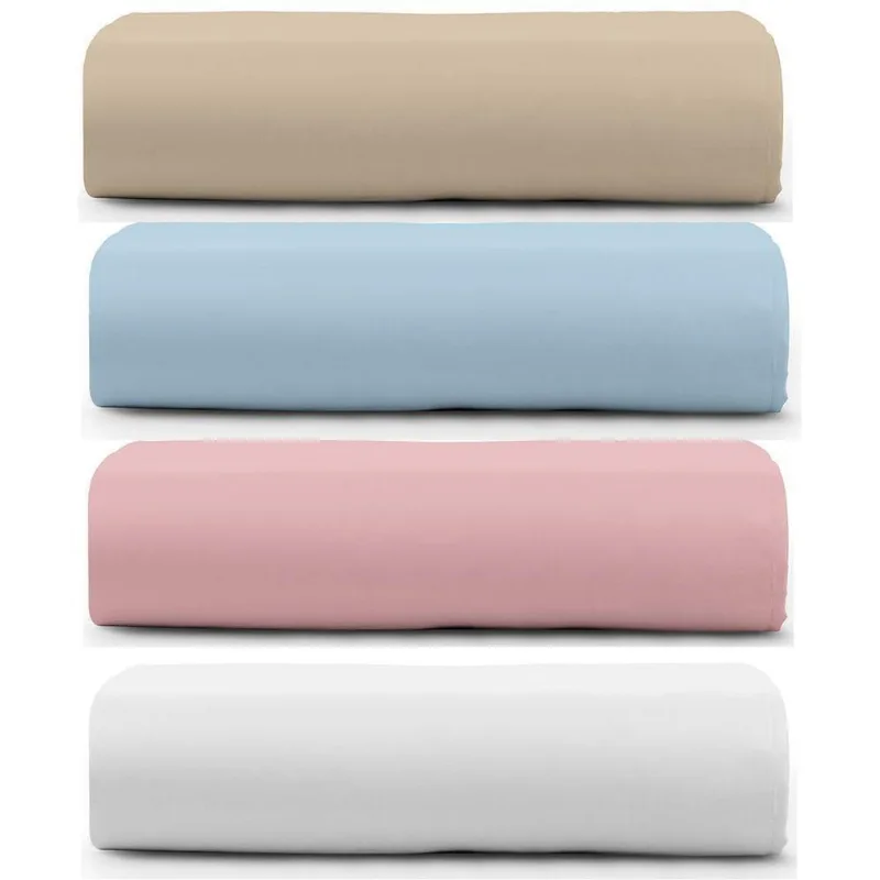 Kit Lençol Solteiro Cintilante Sem Elástico 4 Unidades - Varias Cores - 100% Algodão