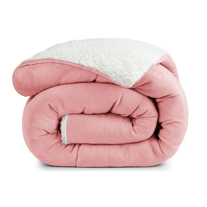 Edredom Bariloche King Dupla Face Sherpa - Rosa - 100% Poliéster