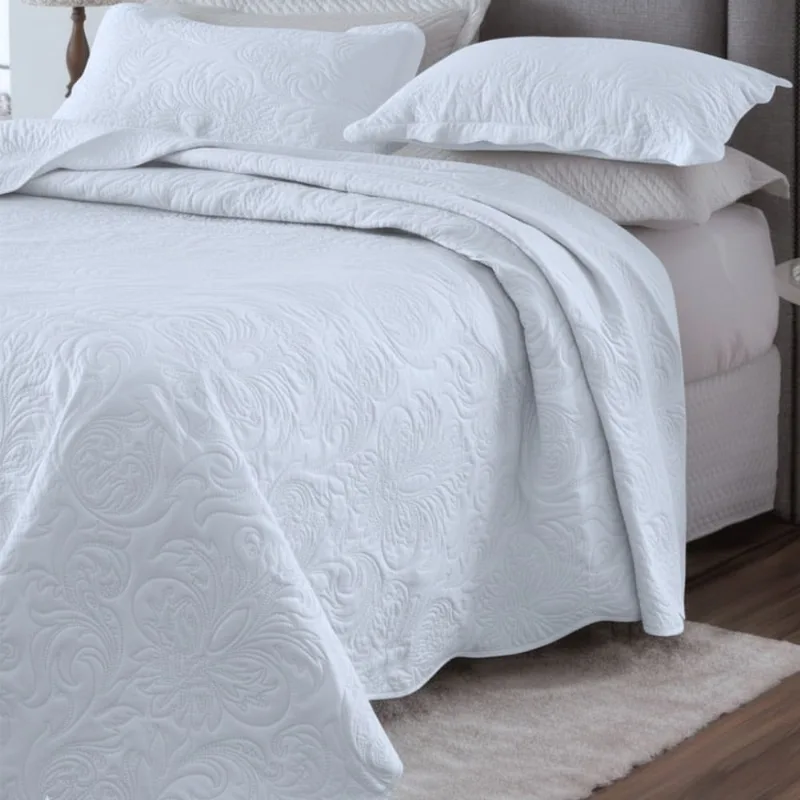 Cobre Leito Colcha King Pratika Dupla Face 03 Peças - Branco - 100% Poliéster