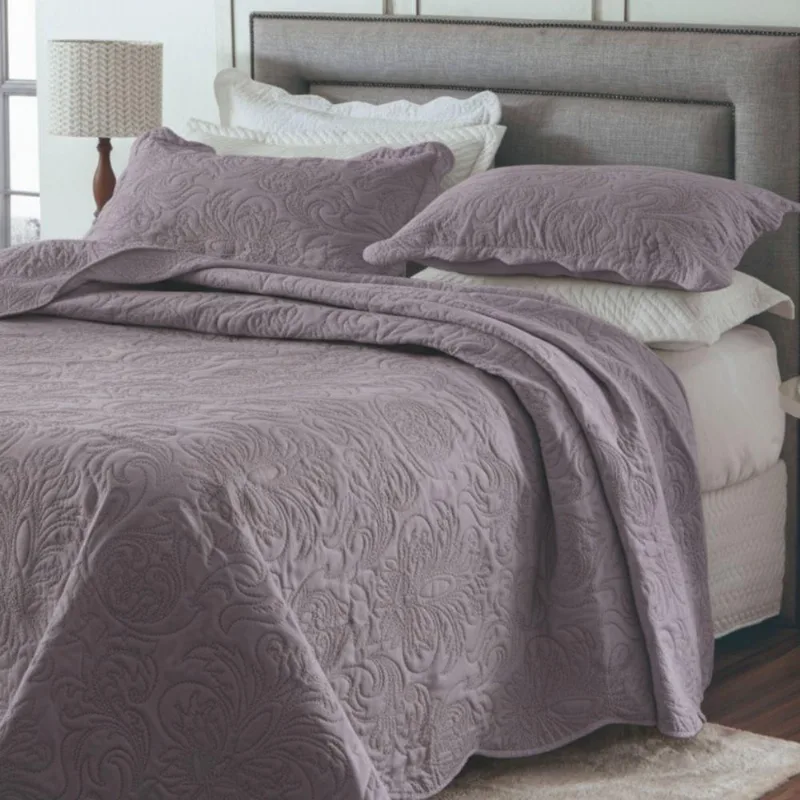 Cobre Leito Colcha King Pratika Dupla Face 03 Peças - Lavanda - 100% Poliéster