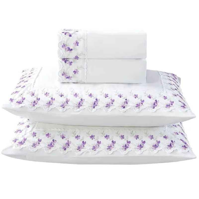 Jogo De Cama Lençol King Bordado Maximo 4 Peças - Branco B - 100% Poliéster