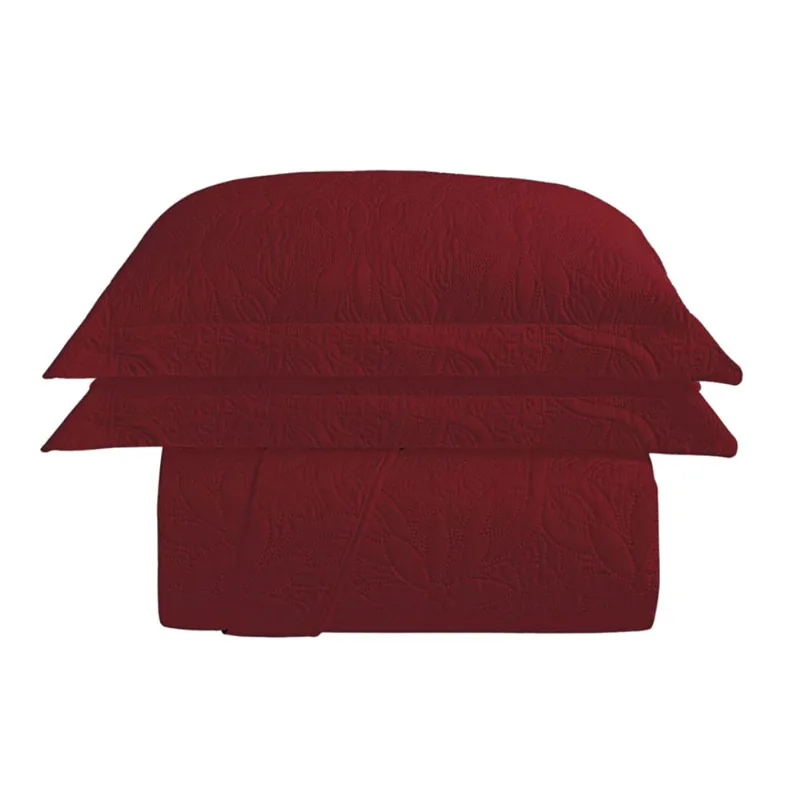 Cobre Leito Colcha Casal Domus Dupla Face 03 Peças - Vermelho - 100% Poliéster
