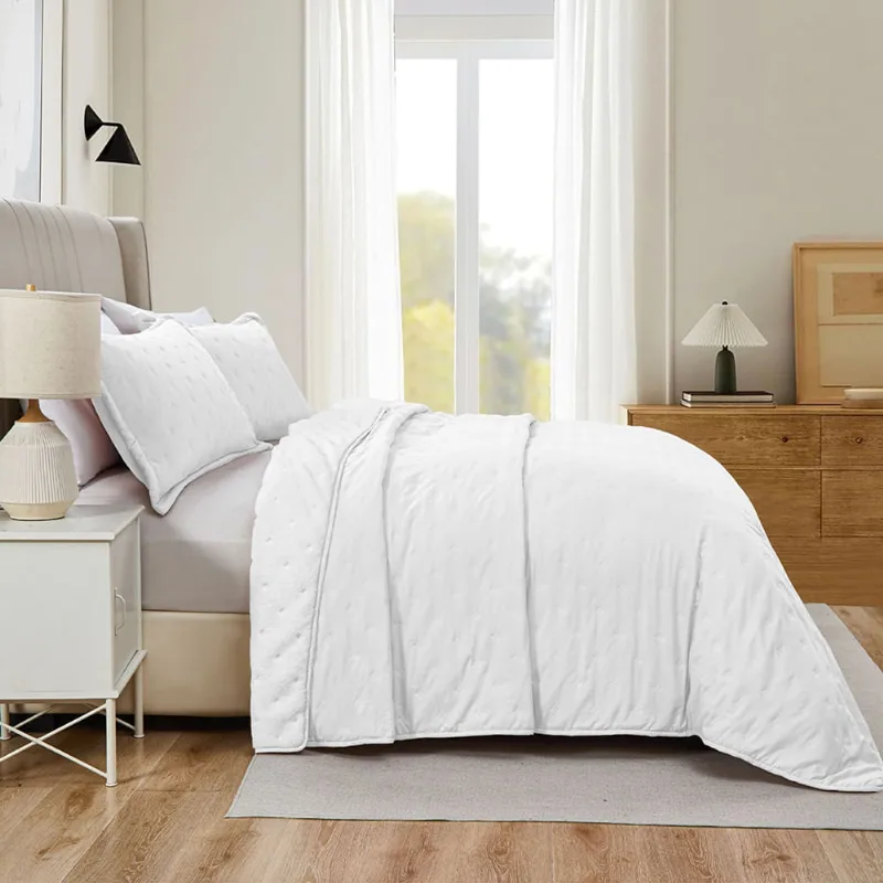 Cobre Leito Cobercolcha Queen 3 Peças Dupla Face - Branco