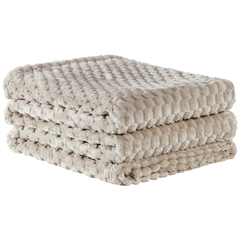 Cobertor Coberta Softlux Queen Ultrasoft Alto Relevo Dupla Face - Baunilha
