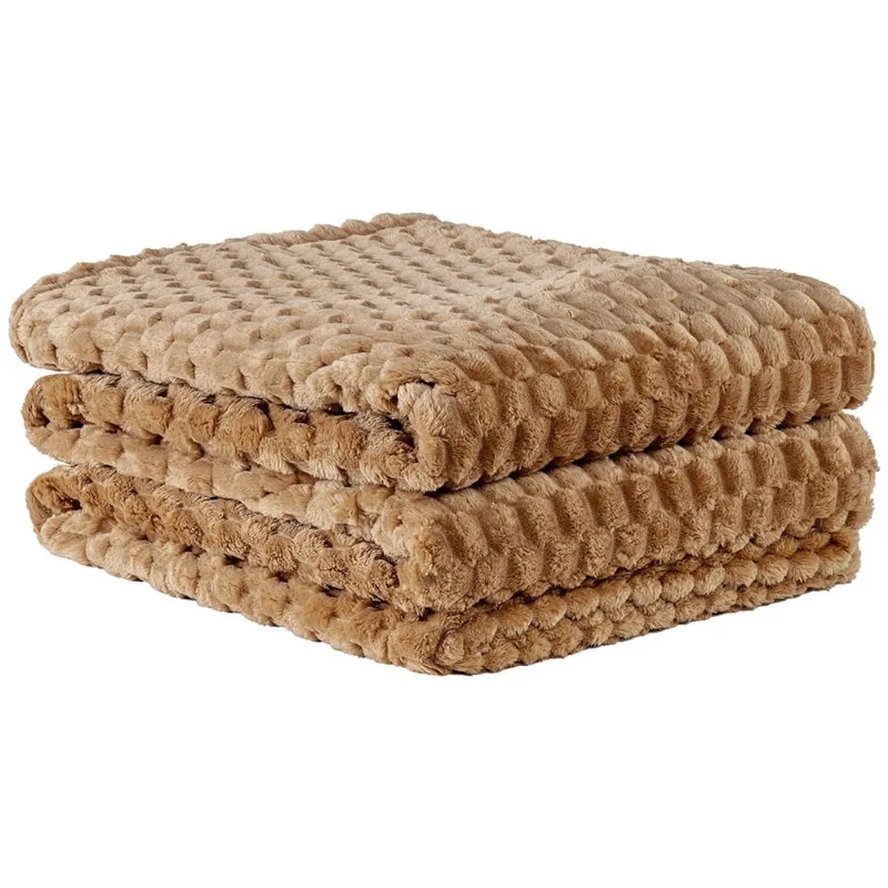 Cobertor Coberta Softlux Queen Ultrasoft Alto Relevo Dupla Face - Caramelo - Casa Show Enxovais - Cama, Mesa E Banho
