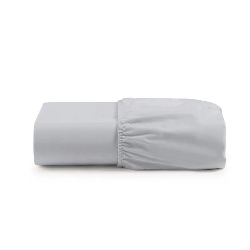 Lençol Casal Egípcio Micropercal 600 Fios 100% Algodão Com Elástico Cinza Casa Show Enxovais 138cm