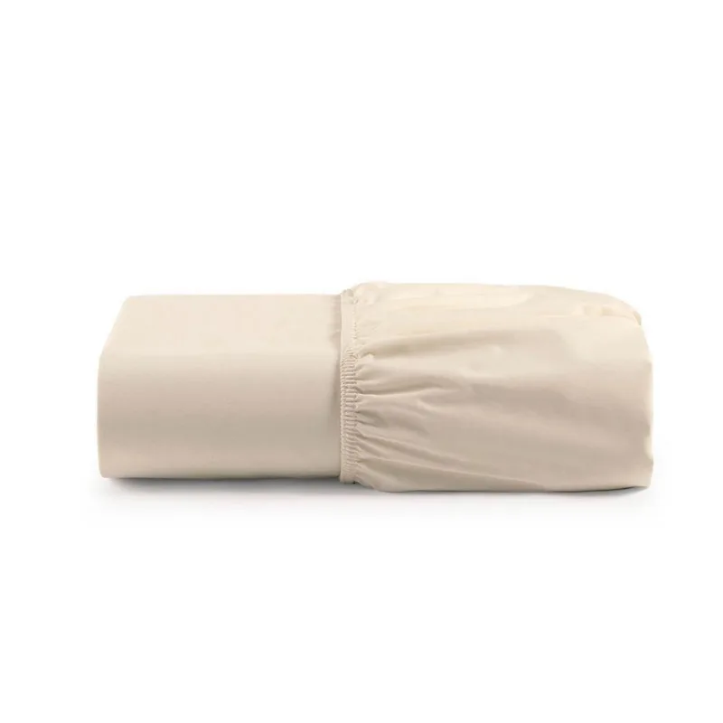 Lençol Egípcio Micropercal 600 Fios Casal 100% Algodão Com Elástico Bege Casa Show Enxovais 138cm