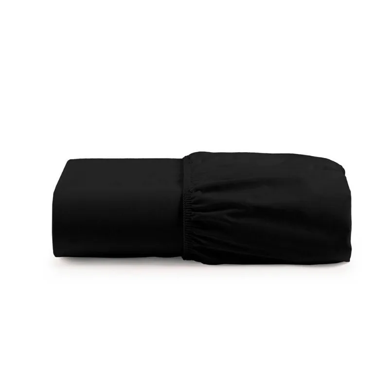 Lençol Casal Egipcio Micropercal 600 Fios 100% Algodão Com Elástico Preto Casa Show Enxovais 138cm