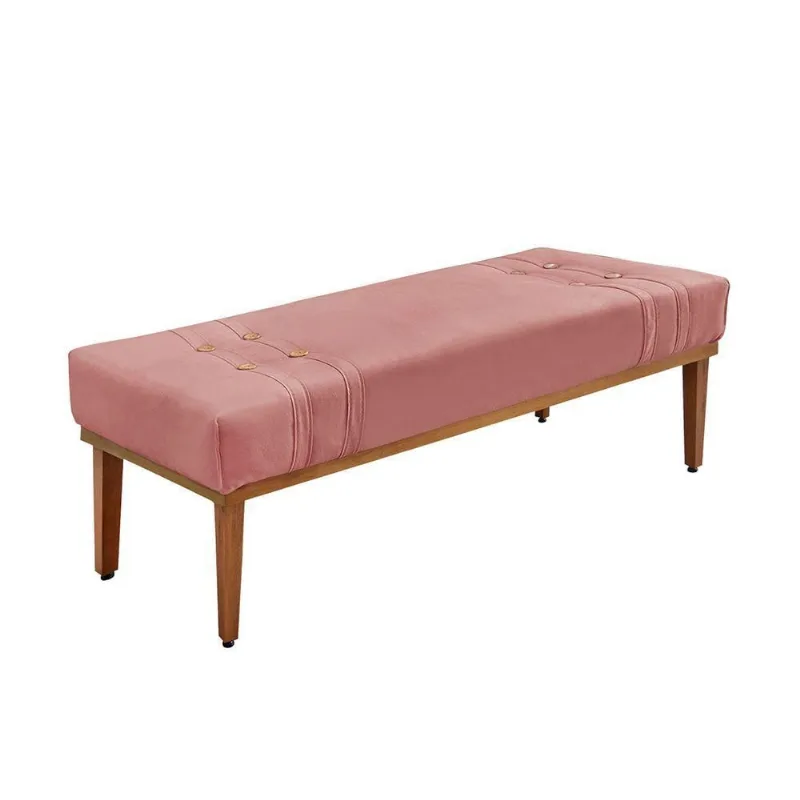 Calçadeira Recamier Cléo 195cm Casal King Veludo Rosa Loja Sheep