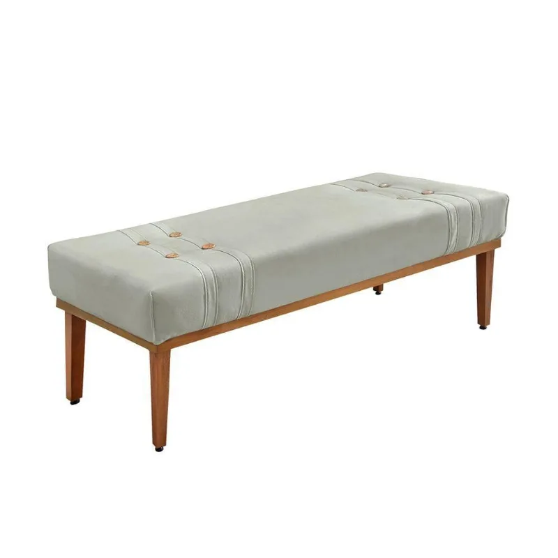 Calçadeira Recamier Cléo 195cm Casal King Veludo Estrutura em Madeira Prata Loja Sheep