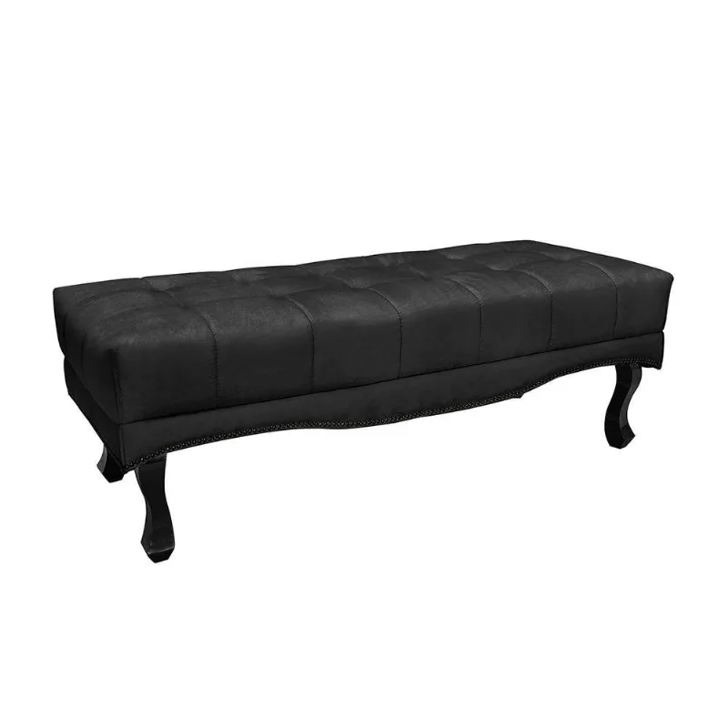 Calçadeira Recamier Casal Alba 140cm Veludo Estrutura de Madeira Preto Loja Sheep