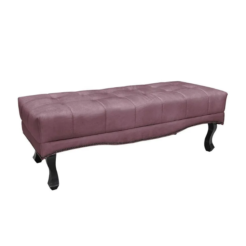 Calçadeira Recamier Alba 140cm Casal Veludo Estrutura Madeira Violeta Escuro Loja Sheep